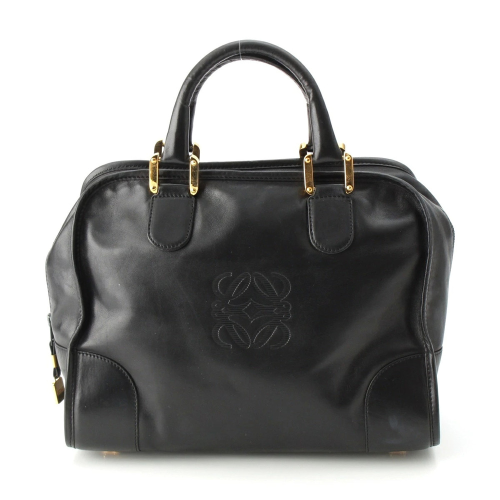 Loewe Amazona Leather Anagram Handbag Black